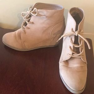 Madden Girl Tan wedge booties
